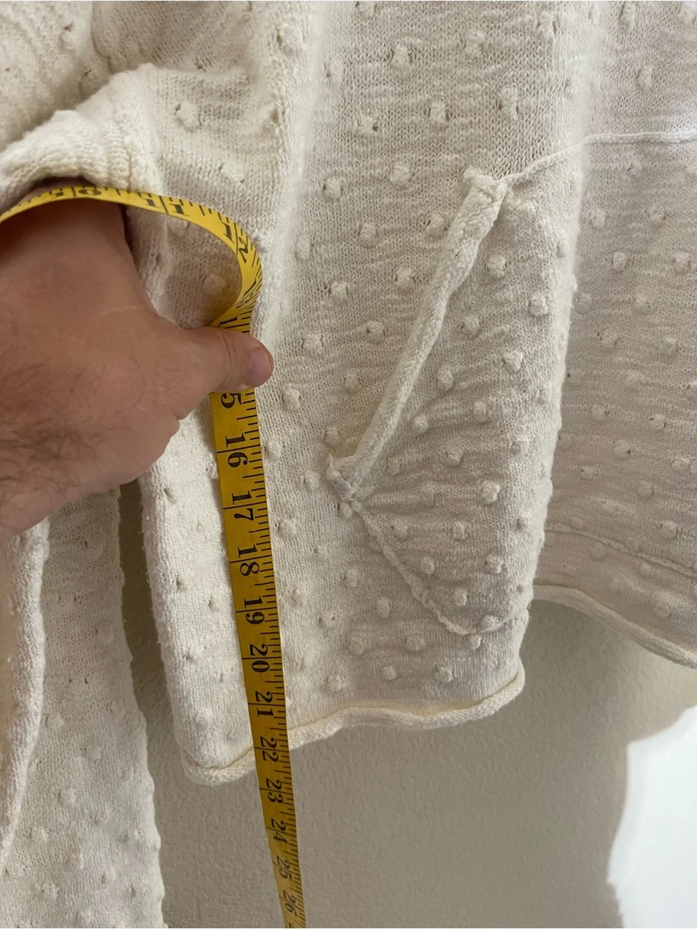 Free People Cream Hooded Textured Sweater